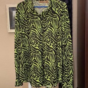 Vintage Wrangler Green and Black Animal Print Blouse